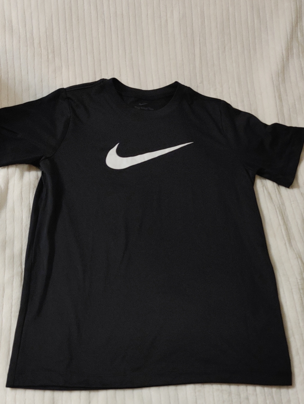 Kids Boy DRI-FIT Nike Black Short-Sleeve Tee with White Swoosh